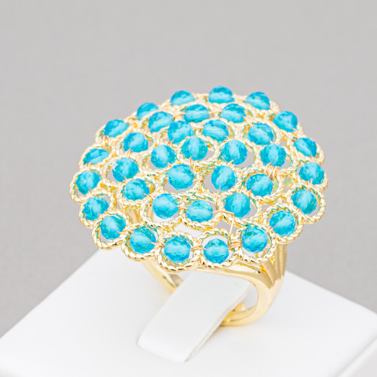 Golden blue bronze ring