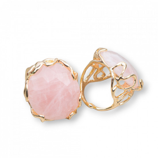 Rose quartz, bronze ring Rose quartz, bronze ring