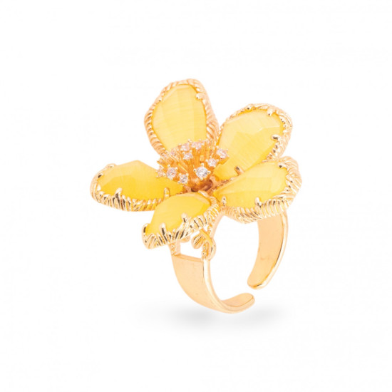 Cat's eye bronze ring, flower Cat's eye bronze ring, flower